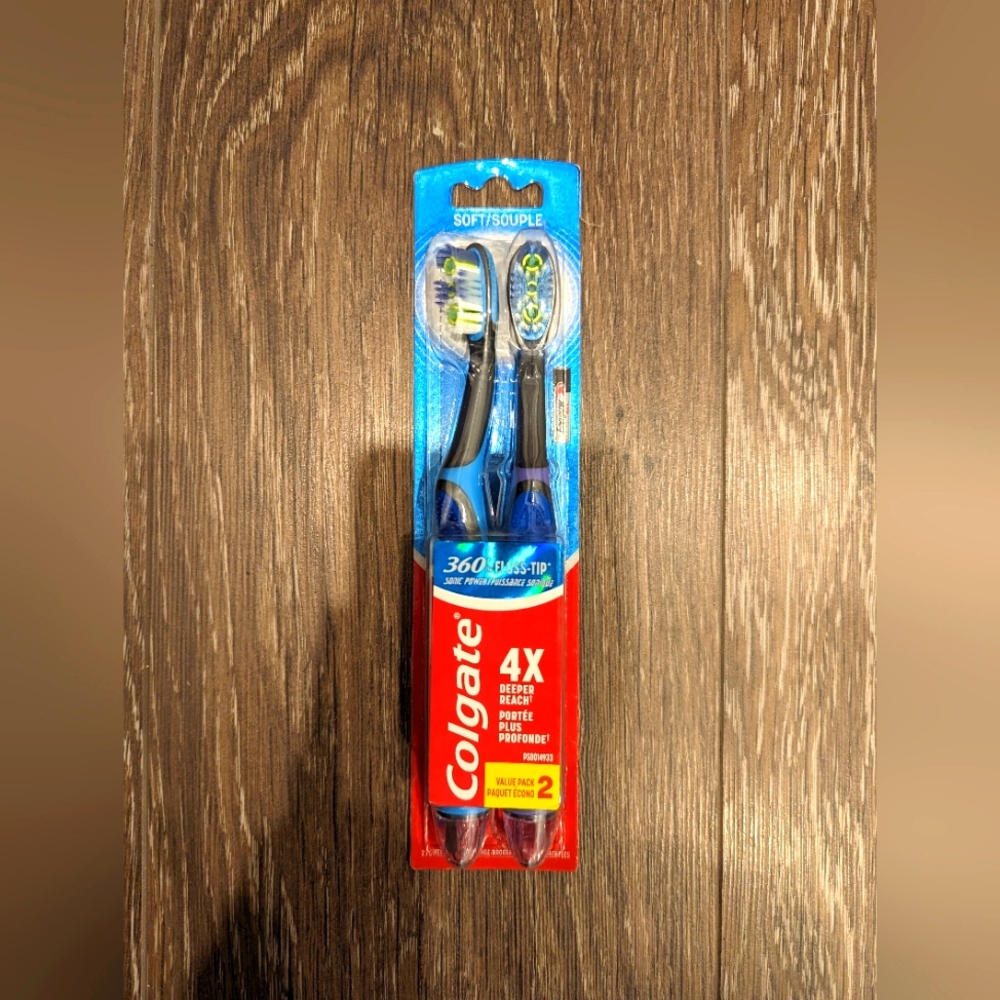 Colgate 360 Floss Tip Sonic Power Toothbrush, Soft, 2 Count